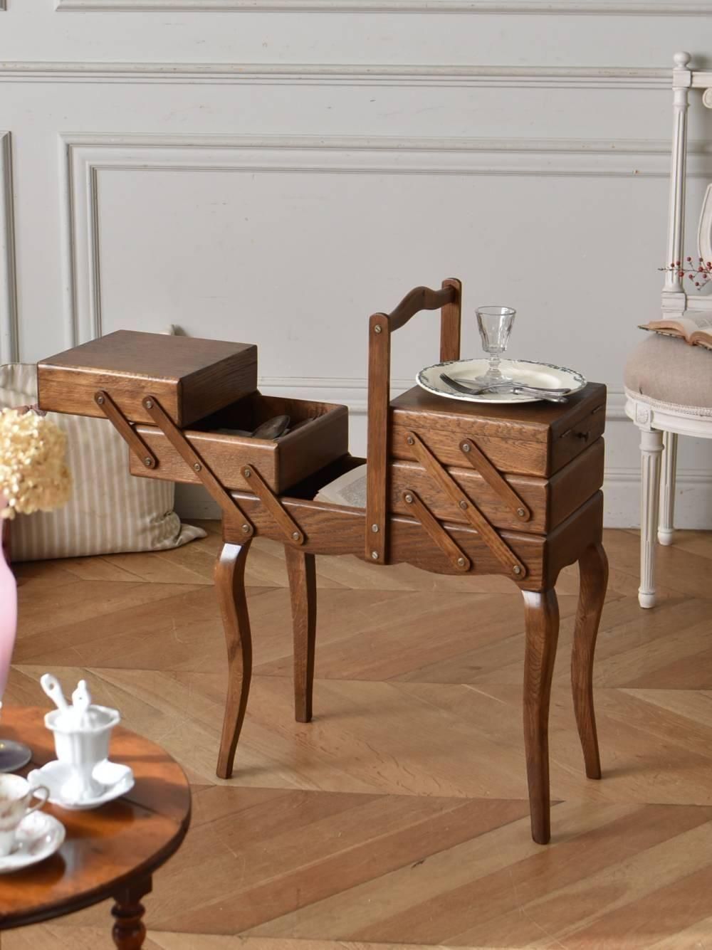 猫脚ソーイングボックス.20 フランスアンティーク家具 裁縫箱