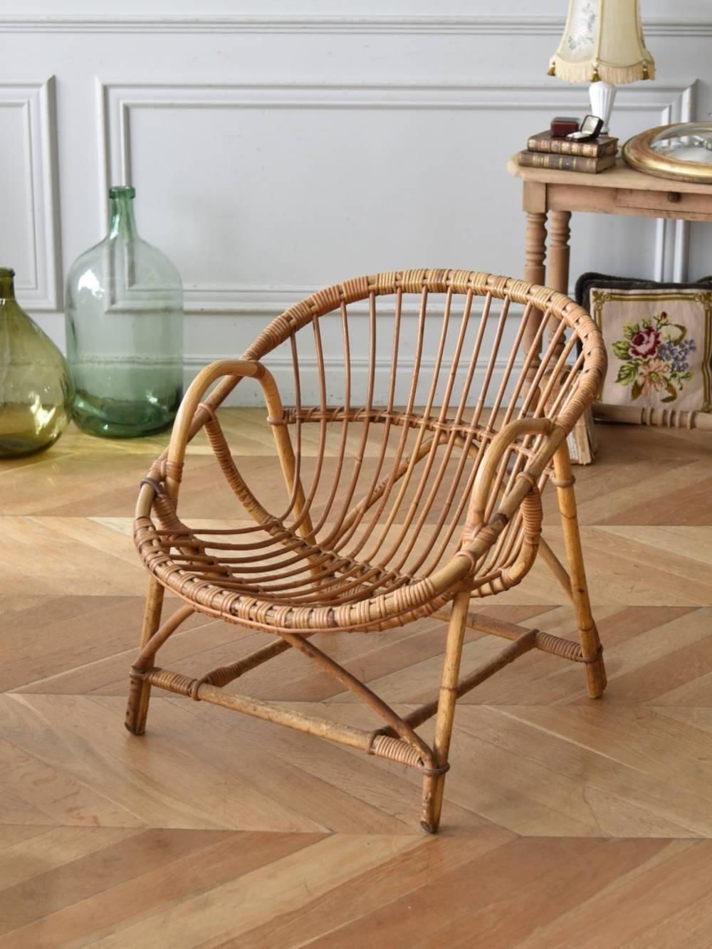 バンブーアームチェア.2 フランスアンティーク家具 椅子 ラタン インテリア