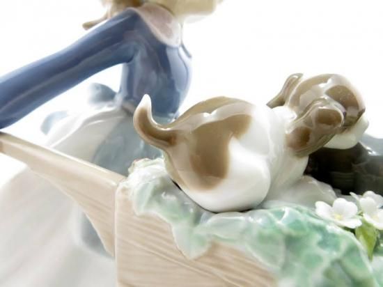 リヤドロ 置物 □ 乗せてあげる フィギュリン 5460 犬 花 女の子 陶器