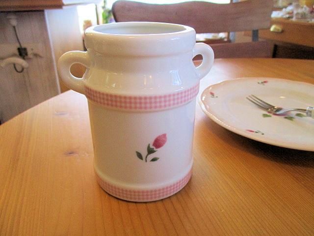 マニーローズ 陶器カントリーチェック スプーンコンテナ - 「フランス