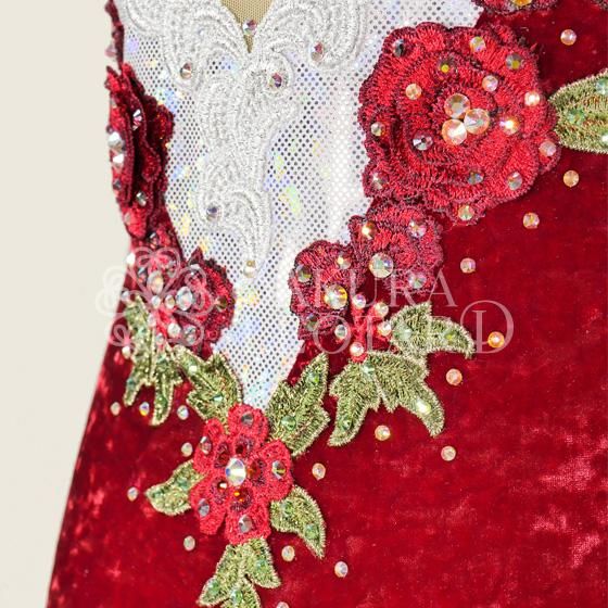 LLサイズ｜レッド｜装飾付きレオタード バトン衣装（ol-089） - バトン