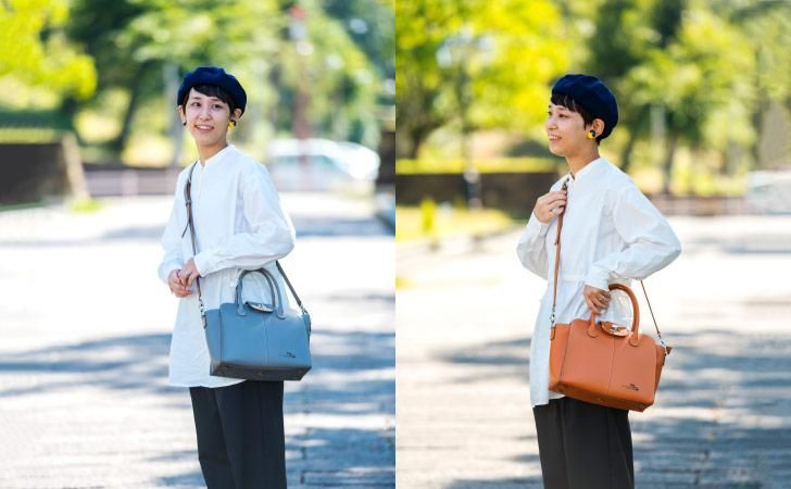 姫路レザーのミニトート。タブレットが入る2Wayショルダーバッグ | moe