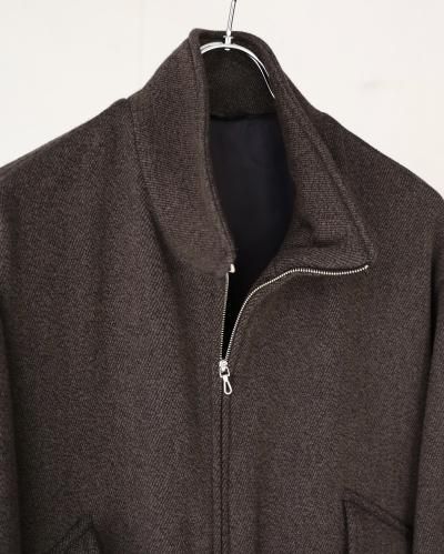 ULTERIOR WOOL SILK KERSEY ZIP UP JKT - KHAKI BLACK - PURAS