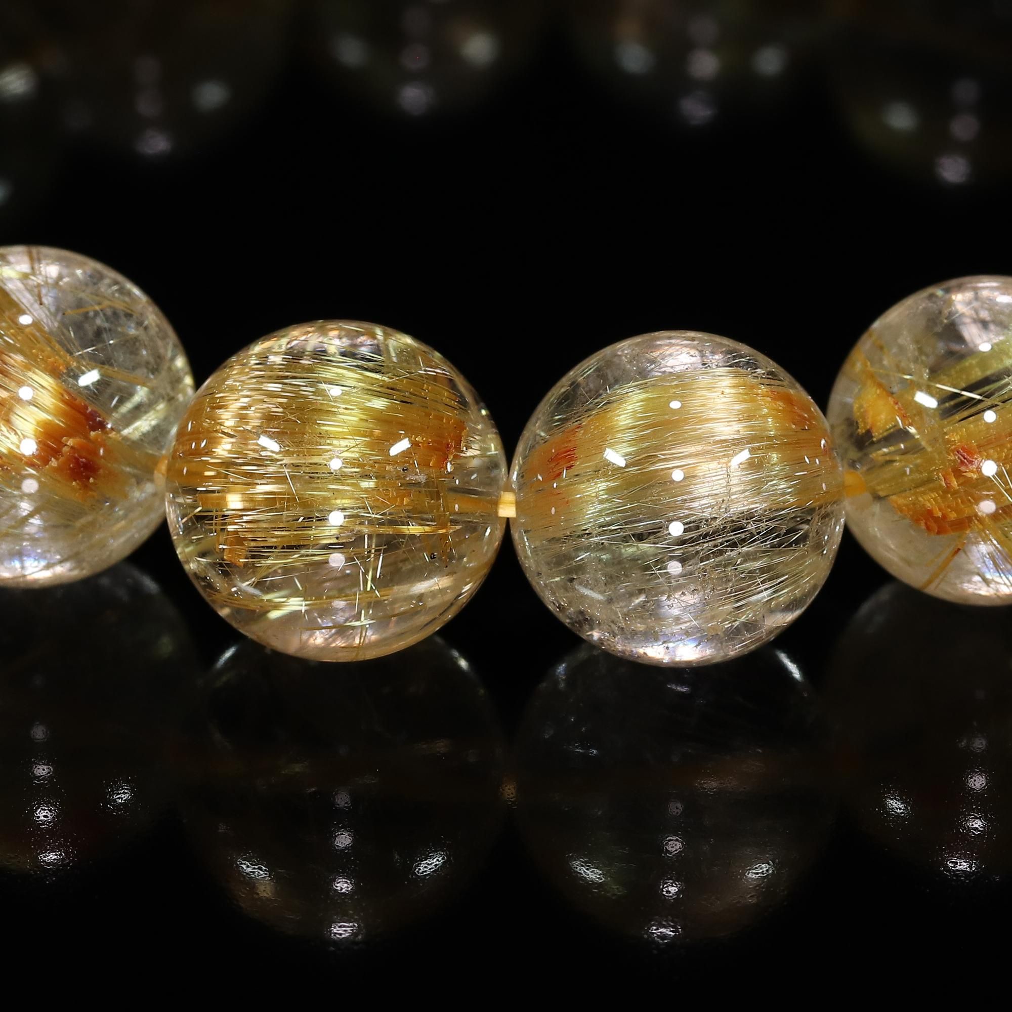 高品質】タイチンルチルクォーツ 13mm～13.5mm玉 ブレスレット(型番