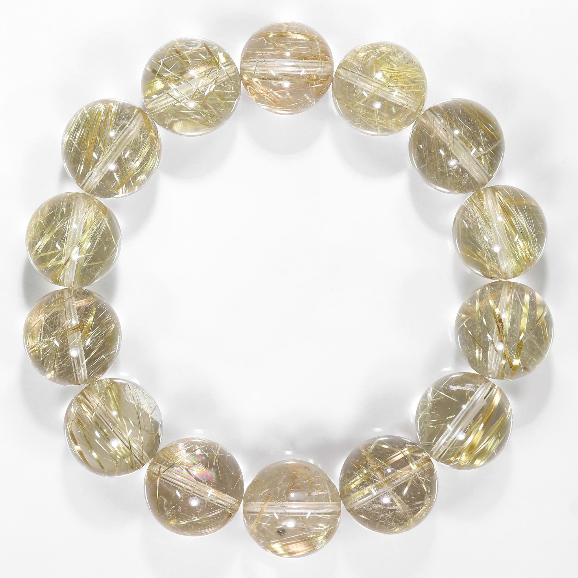 高品質/クリアタイプ】ゴールドルチルクォーツ 15mm～15.5mm玉