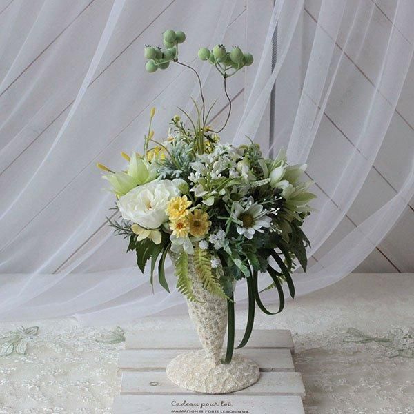 レースのアレンジメント◇クリアグリーン:アーティフィシャルフラワー