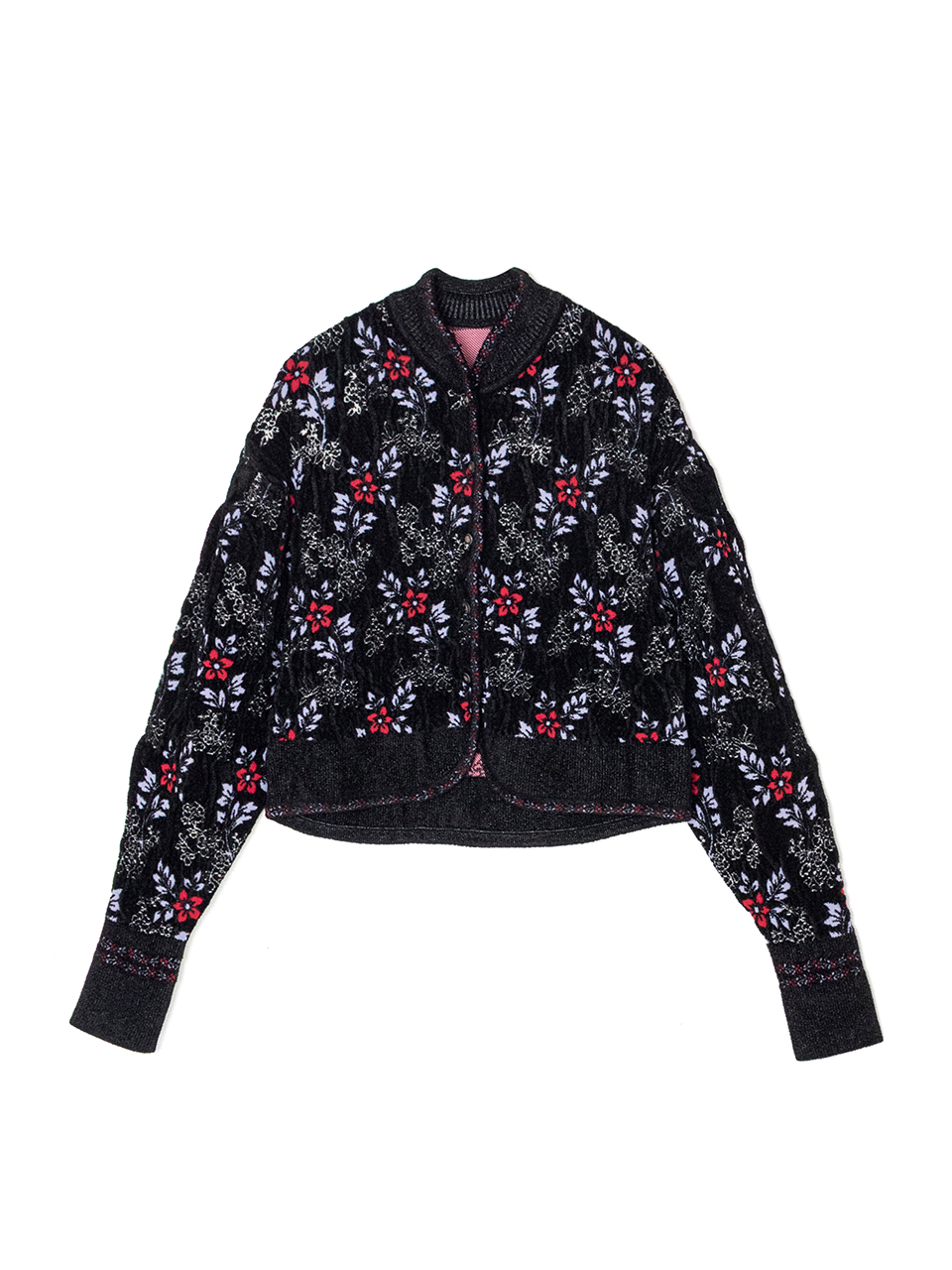 Floral Motif Chenille Knited Cardigan-フローラルモチーフシェニール