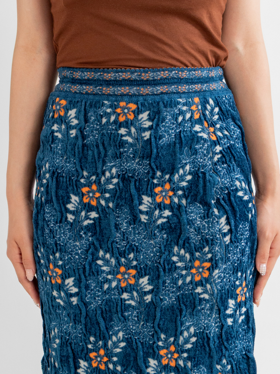 Floral Motif Chenille Knited Skirt-フローラルモチーフシェニール