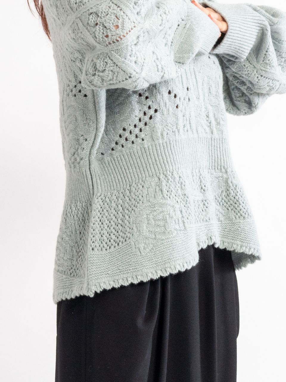 Multi Pattern Low Gauge Knitted Top-マルチパターンローゲージニット