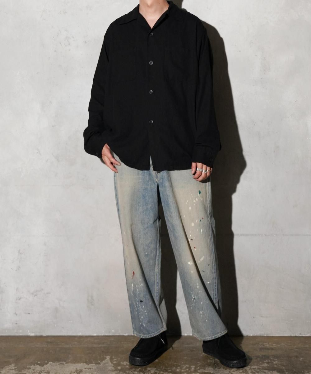 TOWNCRAFT / 50S BLACK LOOP COLLAR SHIRT -LIGHT COTTON NEL-