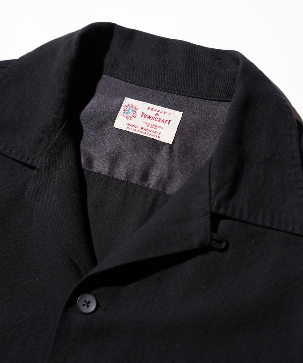 TOWNCRAFT / 50S BLACK LOOP COLLAR SHIRT -LIGHT COTTON NEL-