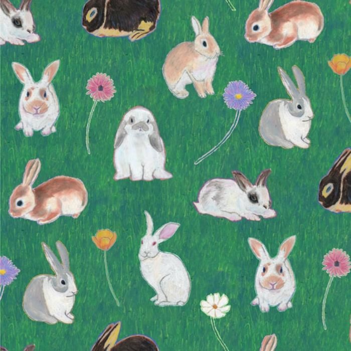 nora-ST1361-B ポップ うさぎ柄｜布生地・ファブリック生地通販なら