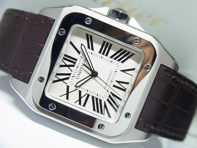 カルティエ サントス100 SS LMサイズ 革ベルト - 腕時計専門店THE