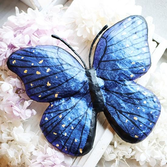 壁掛けオブジェ「モルフォ蝶張子」 - 海福雑貨通販部