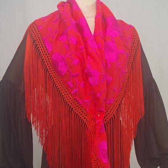 刺繍マントンシージョ ROJO×ROSA - オリジナル フラメンコ衣装「12DOCE