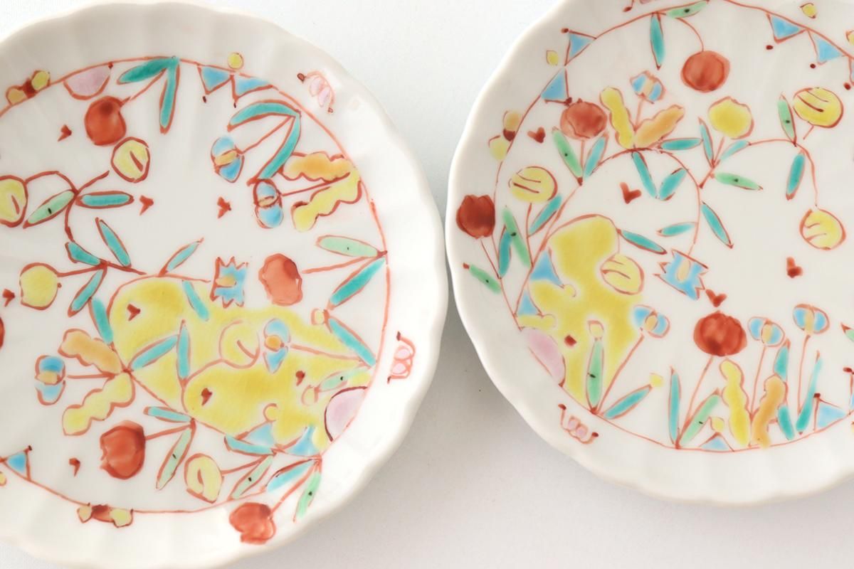 4寸菊皿｜花更紗｜磁器｜銀舟窯｜九谷焼｜和食器通販｜うちる｜和食器