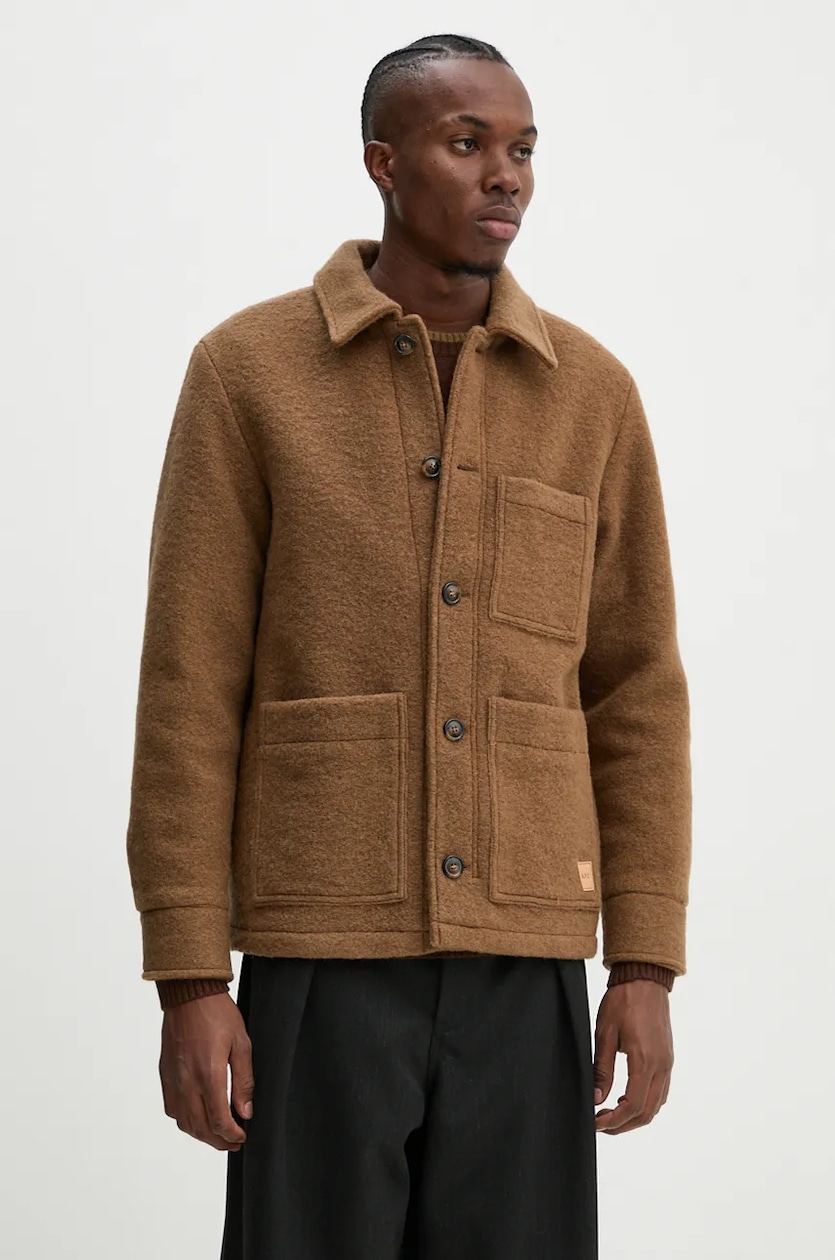 A.P.C. woolen shirt jacket veste emile patch brown color WVBCA