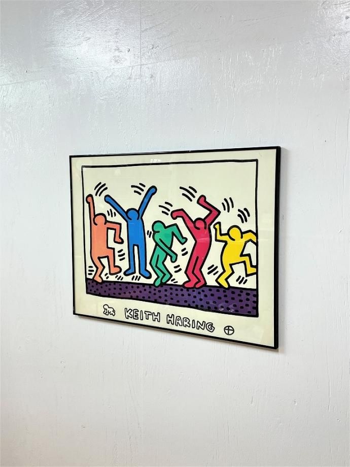 1990's ヴィンテージ Keith Haring ”Dancing Figures” 額入りポスター