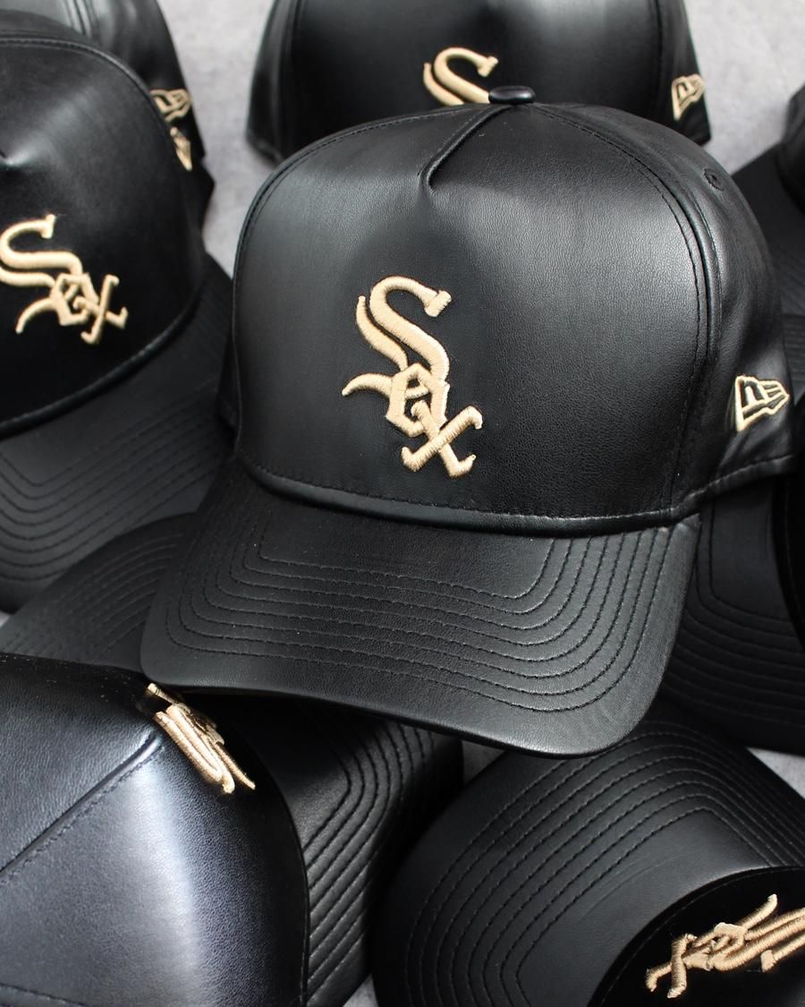 New Era Chicago White Sox 9Forty K-Frame PU Leather Cap - Black/Beige