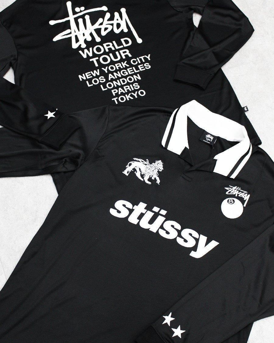 STUSSY Football L/S T-Shirt - Black ステューシーフットボールポロT