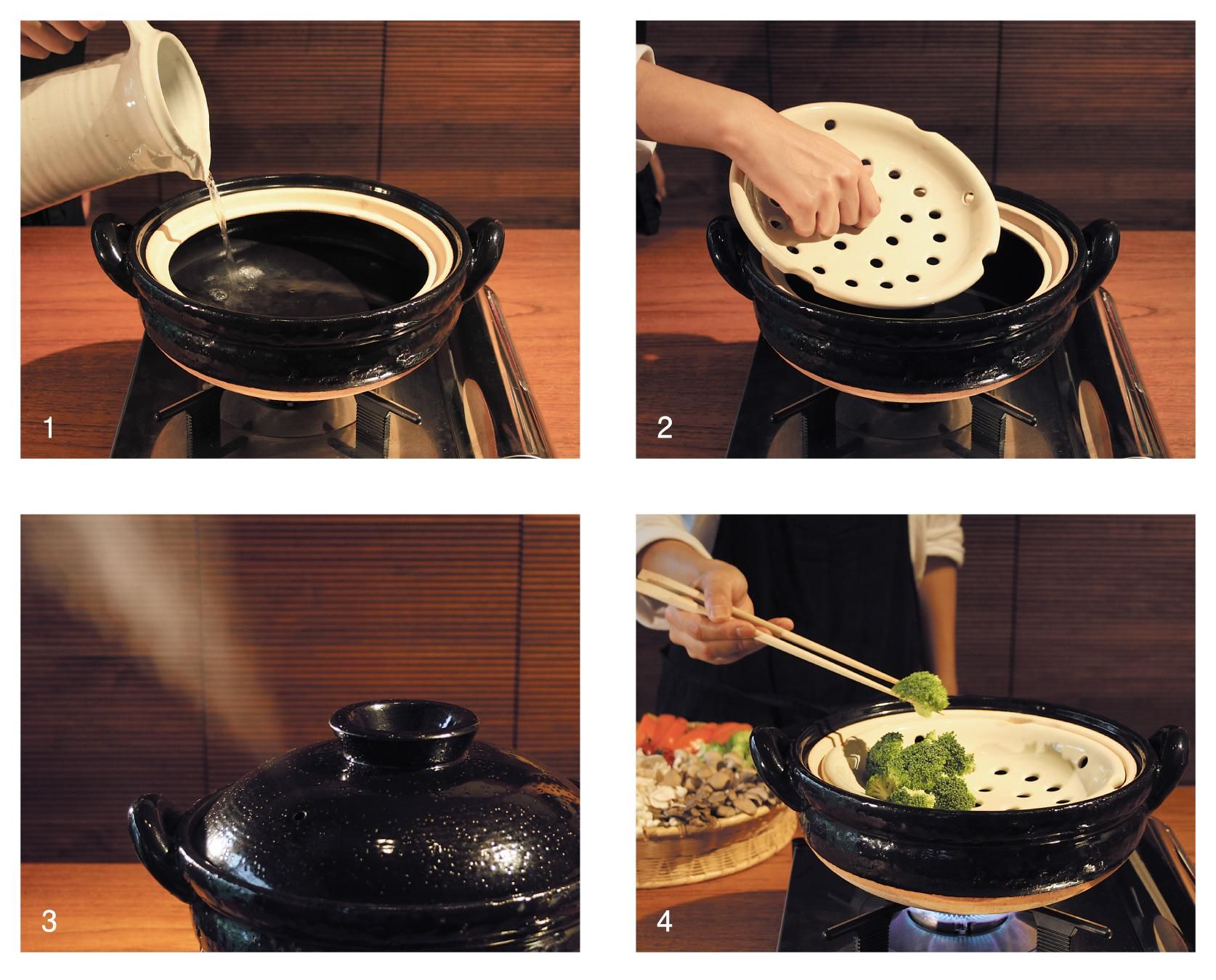 IH対応ヘルシー蒸し鍋 黒釉｜蒸し鍋｜伊賀焼窯元 長谷園 公式通販