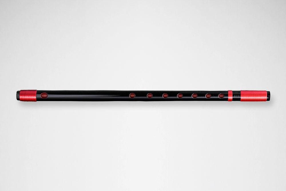 獅子田 竹渓 塗 両巻 黒（赤ビ巻） - 獅子田流 篠笛「大塚竹管楽器」