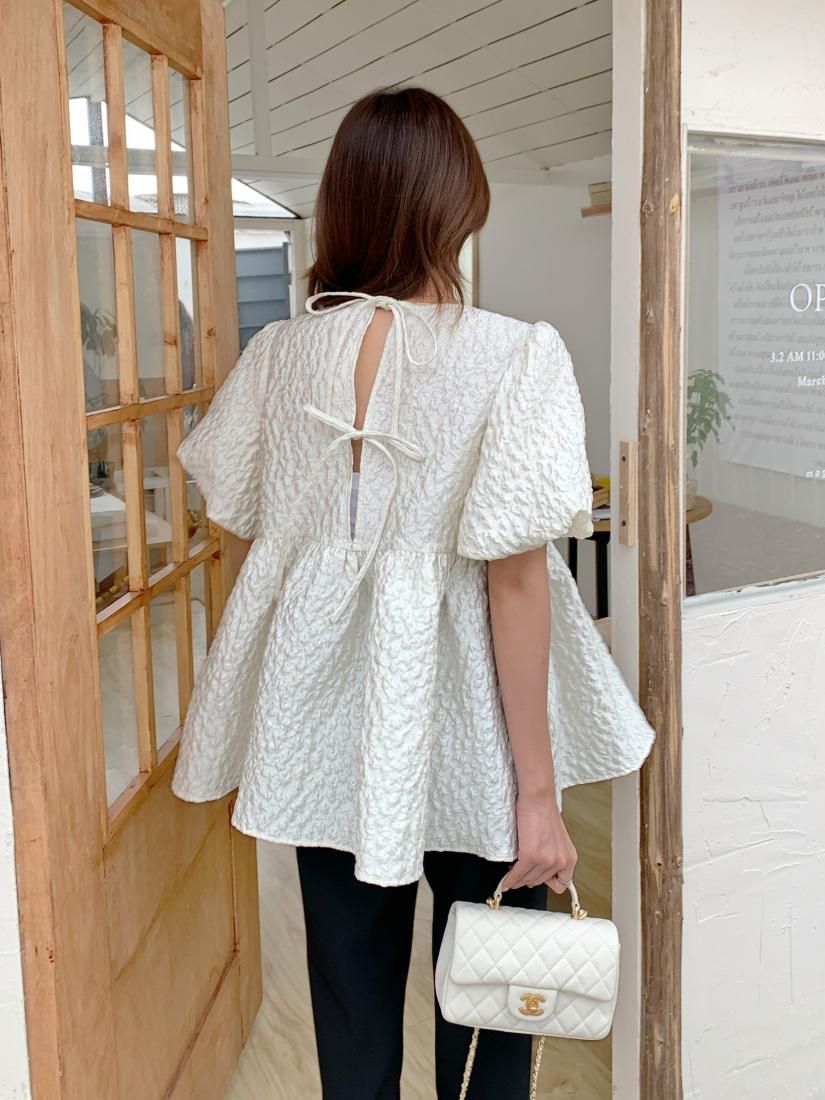 JACQUARD PEPLUM BACK RIBBON TOPS - BIRTHDAY BASH