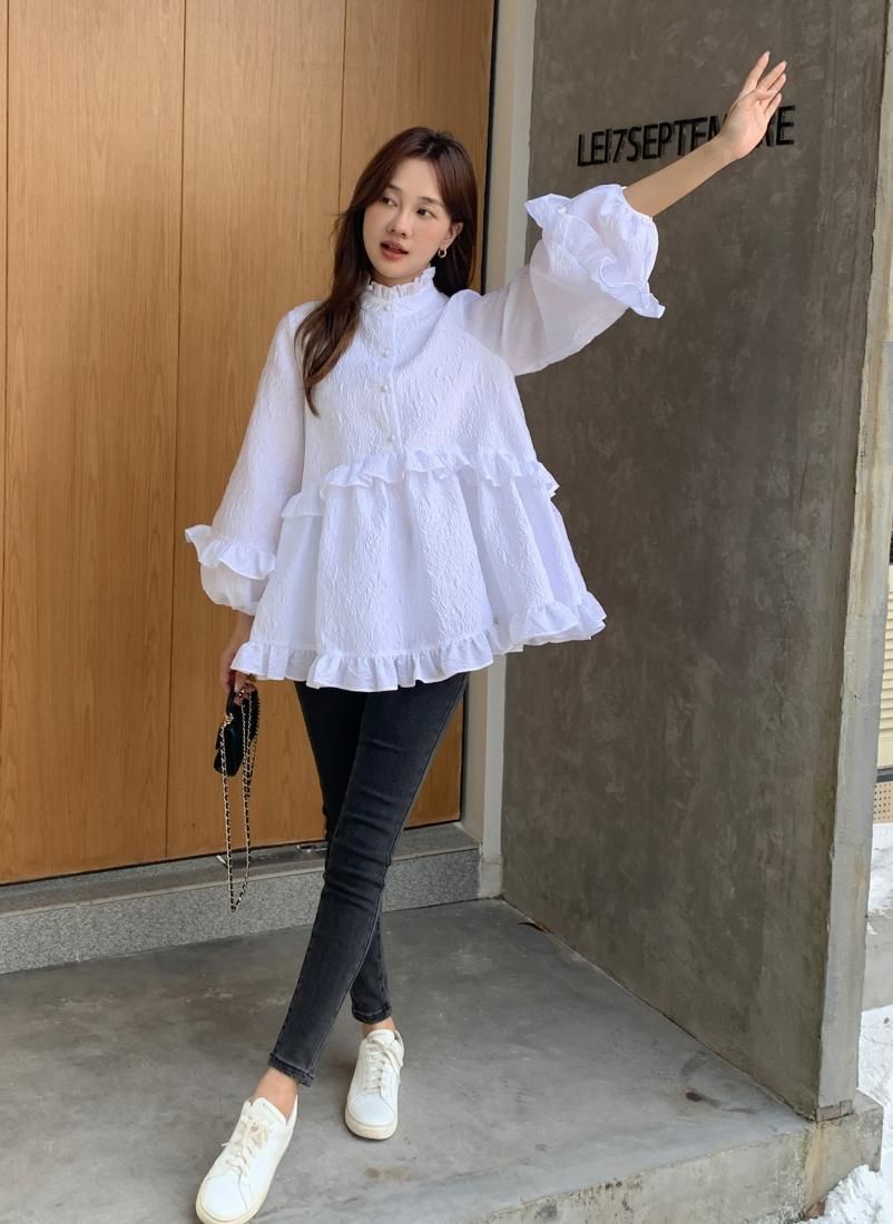 JACQUARD FRILL A LINE TOPS - BIRTHDAY BASH