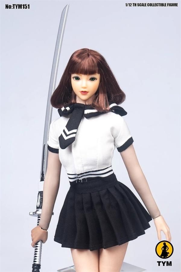 送料無料 1/6 TYM151 セクシー美人JK女子高生 セーラー服と靴と武器
