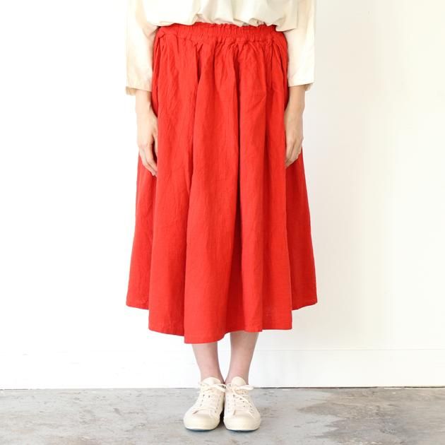 ヂェン先生の日常着｜厚地ロングスカート レッド - ファッション
