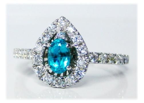 Pt900 パライバトルマリン ダイヤモンドリング P 0.31ct D 0.42ct