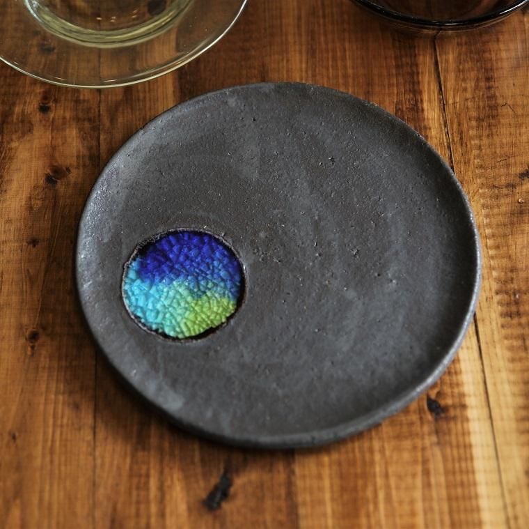 夢かふう 幸せを運ぶプレート ブラック＆琉球ガラス プレミアム