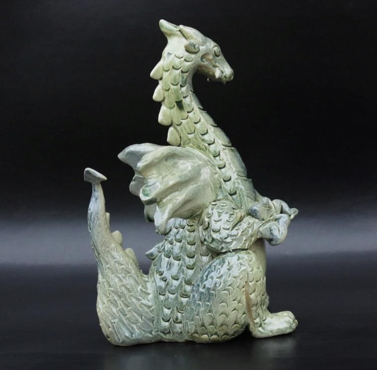 青龍の置物 風水オブジェ 陶器 龍1