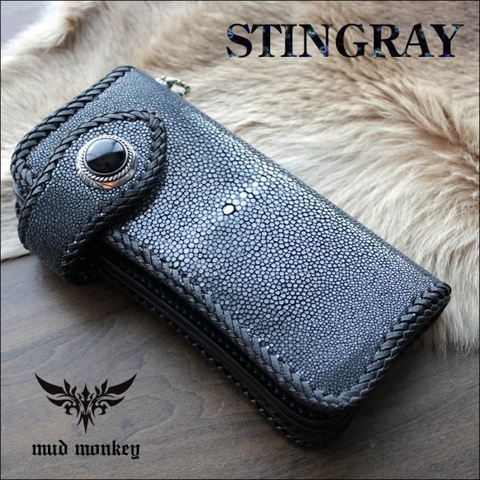 バイカーズウォレット スティングレイ長財布・レース編み/サークル