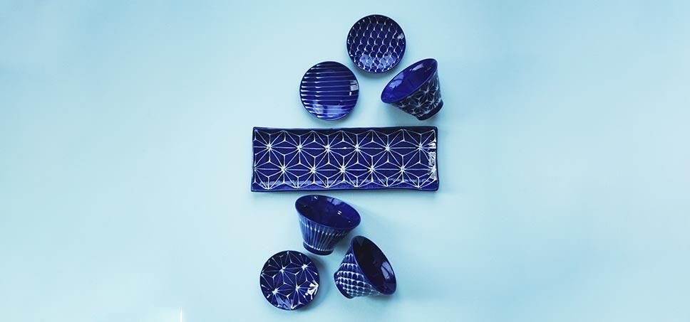 和食器】RURI（ルリ）長角皿 麻の葉（32.5×11.5×2.5㎝/430g） | Deeper