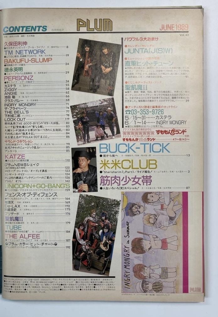 PLUM 43 プラム 1989年6月 筋肉少女帯 / 久保田利伸 TM NETWORK 聖飢魔