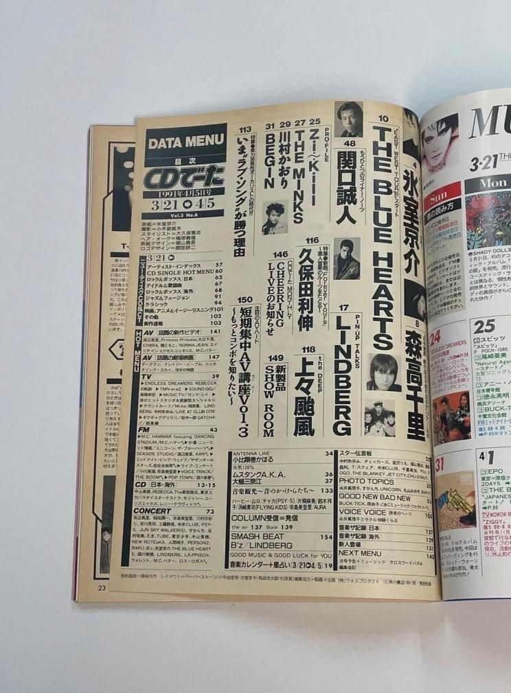 CDでーた 1991年4月 氷室京介 表紙 / ブルーハーツ 森高千里