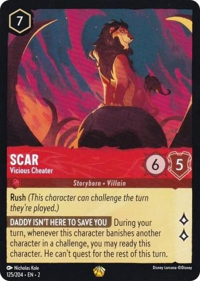 ディズニー ロルカナ 125/204・EN・2 Scar - Vicious Cheater (L