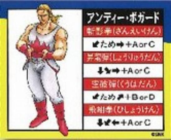 アンディー・ボガード】餓狼伝説SPECIAL 技表マグネット - トレカ