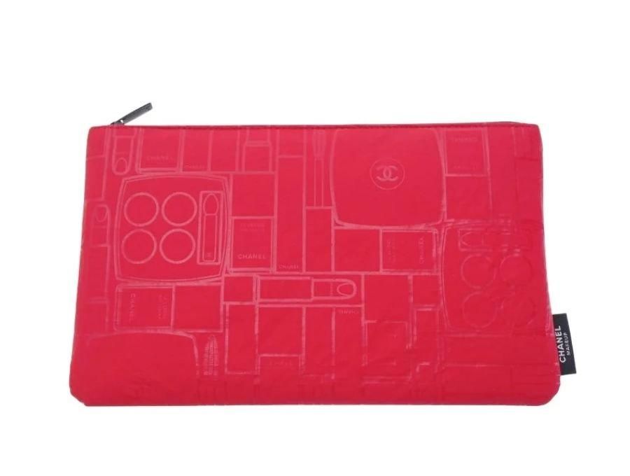 シャネル ノベルティ コスメポーチ 薄型 コスメ柄 レ キャトル