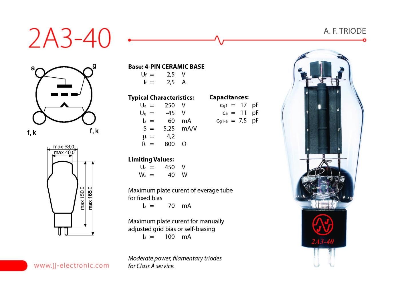JJ 2A3-40 - テクソル オンラインショップ | 高品質真空管