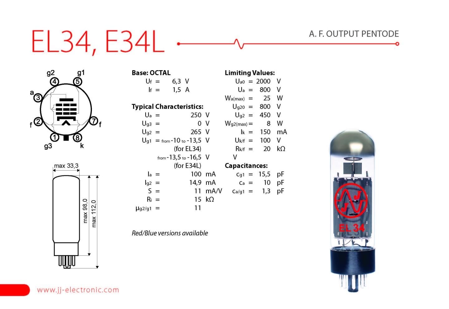 JJ E34L Blue (6CA7/EL34) - テクソル オンラインショップ | 高品質
