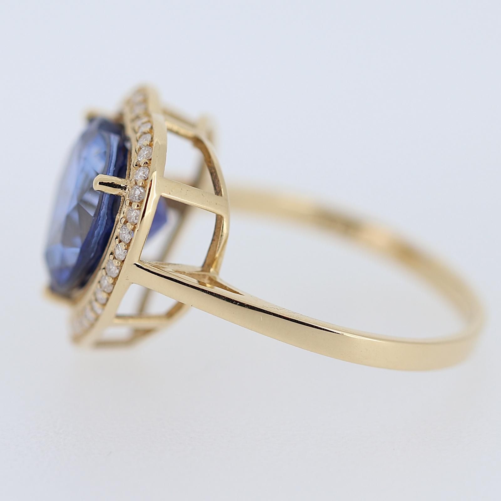 K18YGハートシェイプ サファイア ダイヤモンドリング