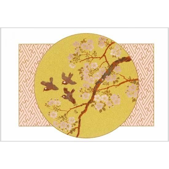 蒔絵年賀状 桜雀 - 会津の漆器専門店 合名会社関漆器店 会津ぬり一