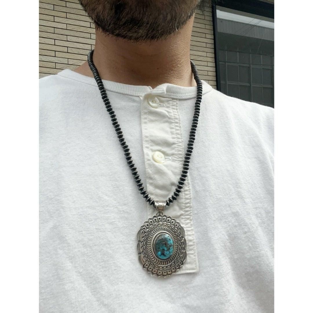 Navajo Pearl Necklace oxidized (ナバホ パール ネックレス 燻し加工