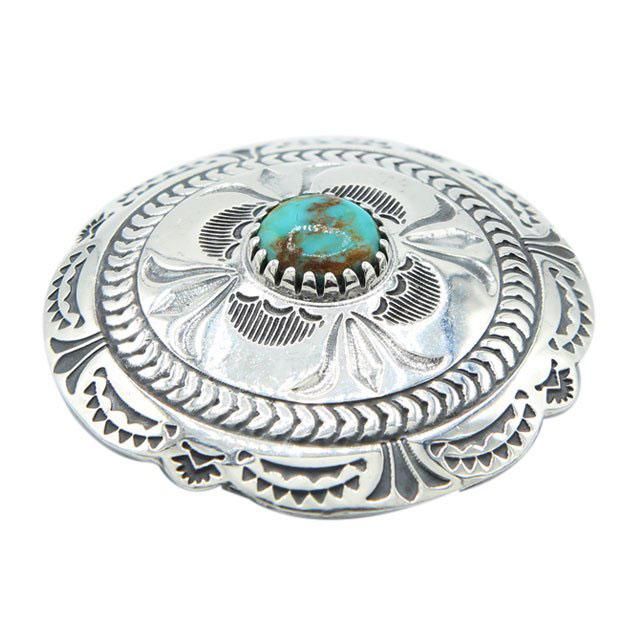 ナバホスタイル シルバーコンチョボタン ターコイズ 39mm