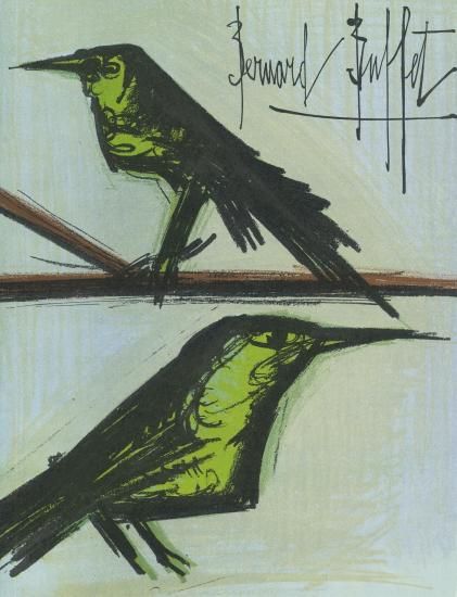 ベルナール・ビュッフェ 《二羽の鳥》 リトグラフ 《ベルナール