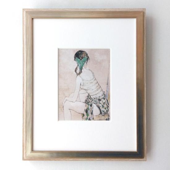 ポストカード額装品 ジャンセン《緑色のリボンをしたバレリーナ