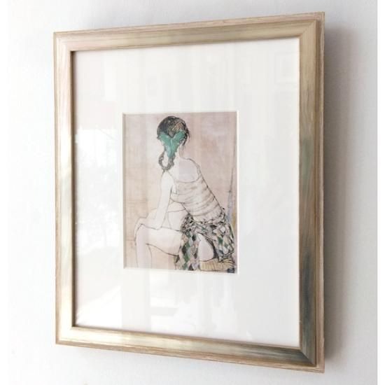 ポストカード額装品 ジャンセン《緑色のリボンをしたバレリーナ