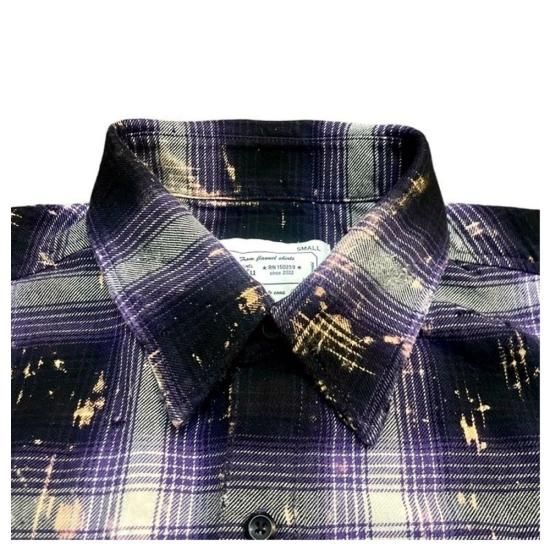 Rafu Bleached & Damaged shirt - PURPLE | ブリーチ ダメージ加工